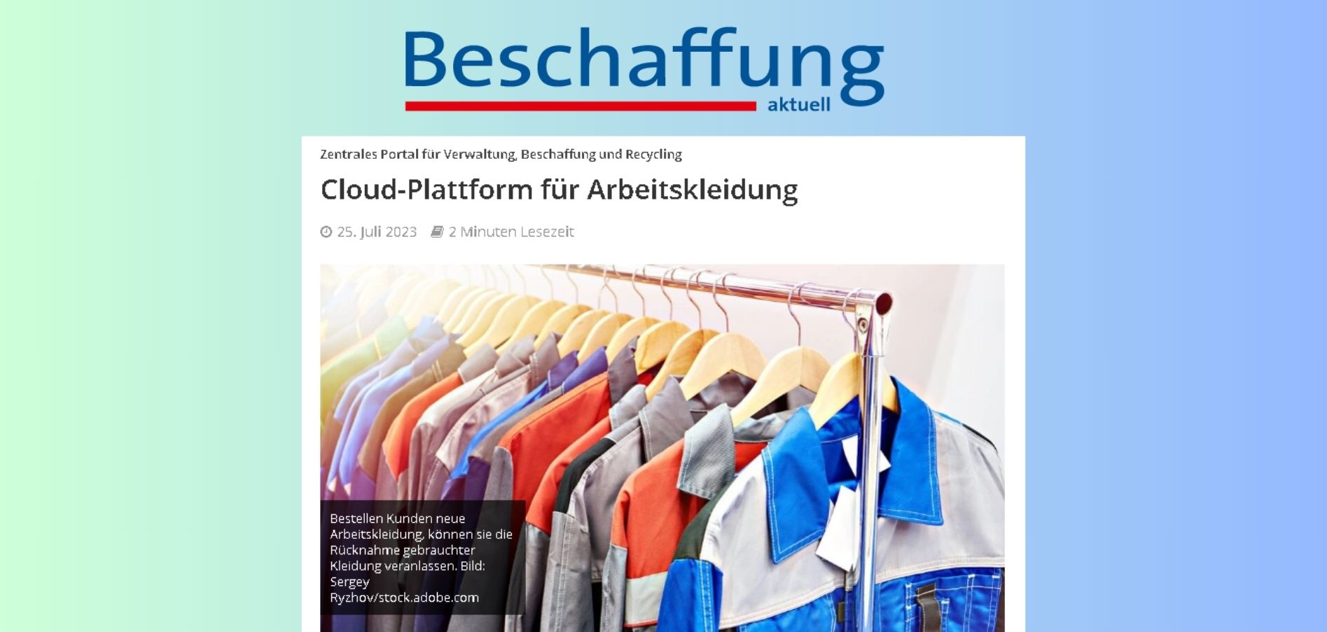 Cloud-Plattform für Arbeitskleidung